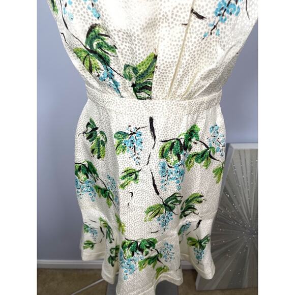 Saloni Fleur Silk Floral Mini Dress in Dotty Stamped Blueberry Size 2 - Picture 6 of 9